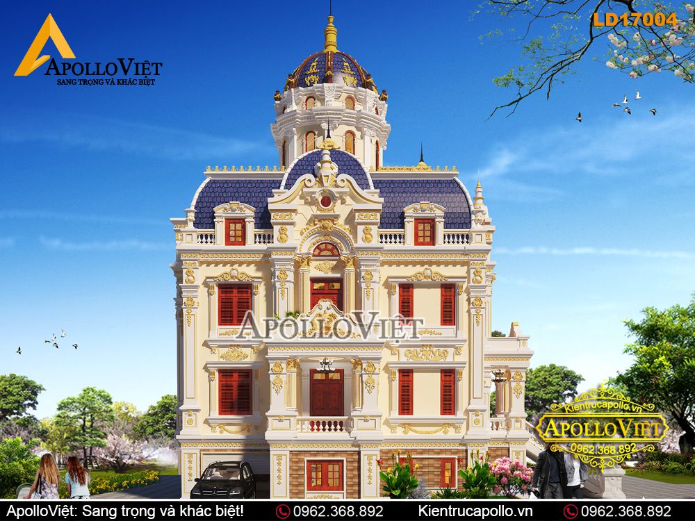 Mẫu lâu đài 3 tầng 1 tum tân cổ điển lộng lẫy, đẳng cấp (LD17004)